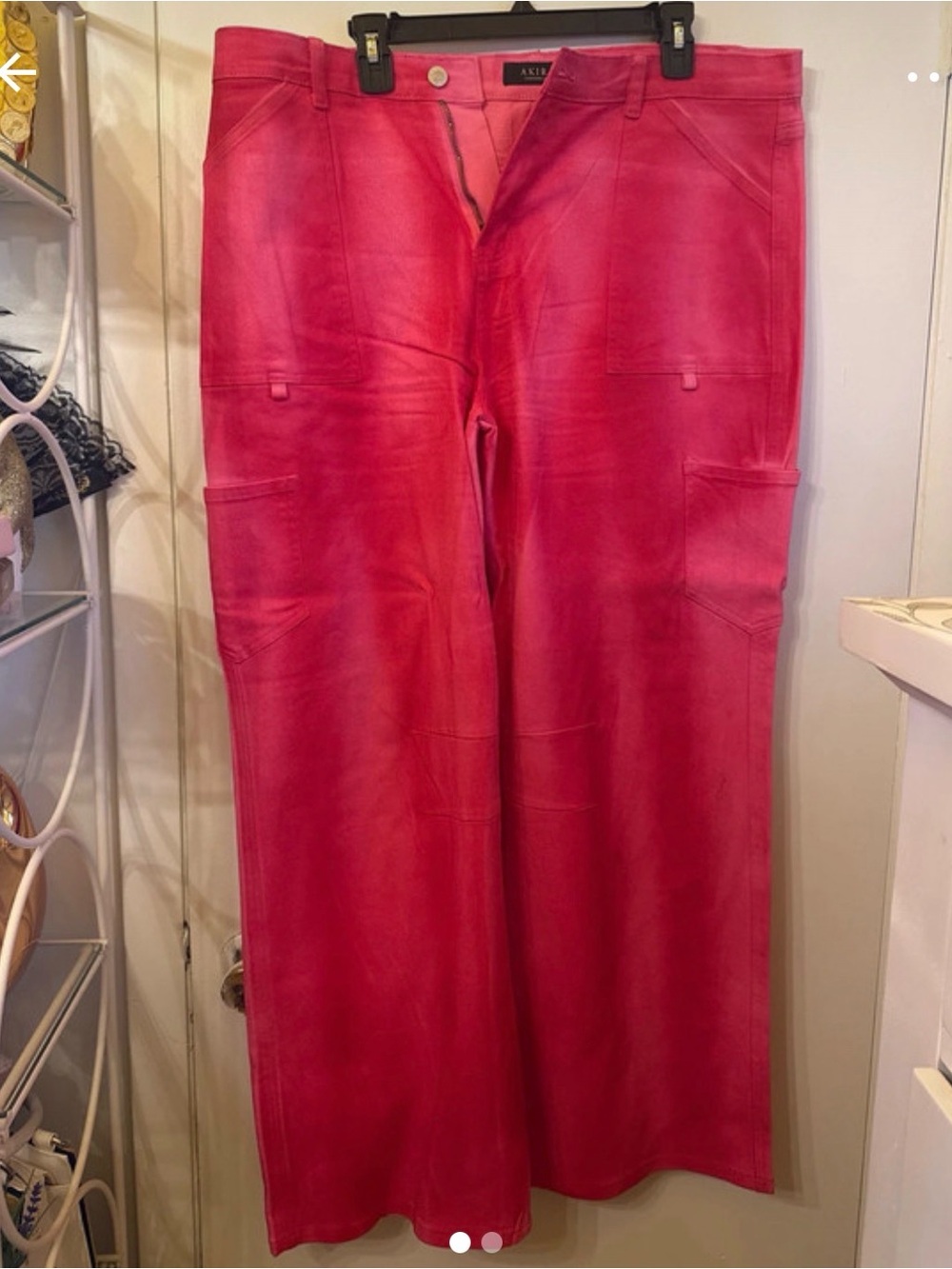 AKIRA Wide Leg Pink Denim Textured Pants